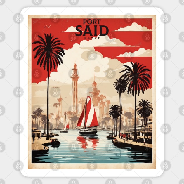 Port Said Egypt Vintage Poster Tourism Sticker by TravelersGems